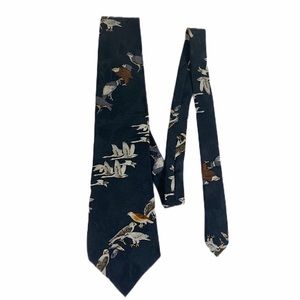 Endangered Species Bird Print Black Tie